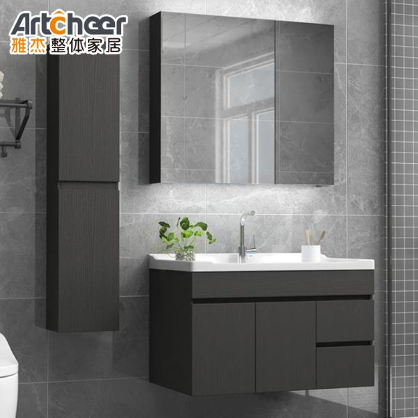 Modern Design Wall Mounted Bathroom Vanity with Stone Table Top Vanity Combo