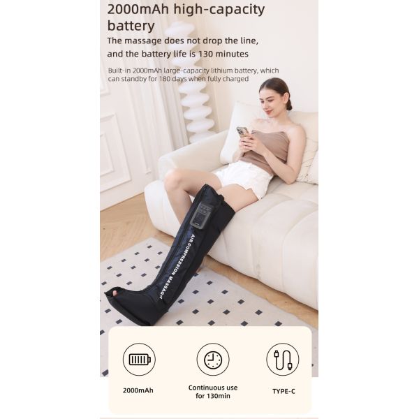 Full Leg Air Compression Calf Massager 5 Chamber 12V DC Sports Recovery