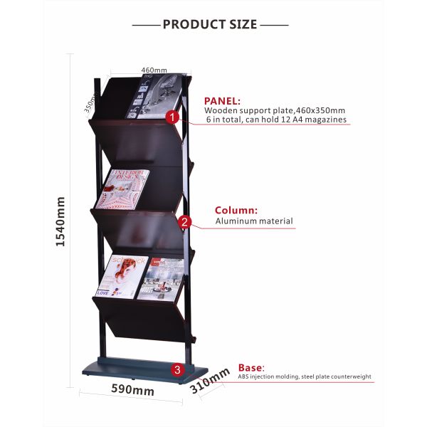 Zig Zag Detachable Information Display Stand 460X350mm Aluminum Profile