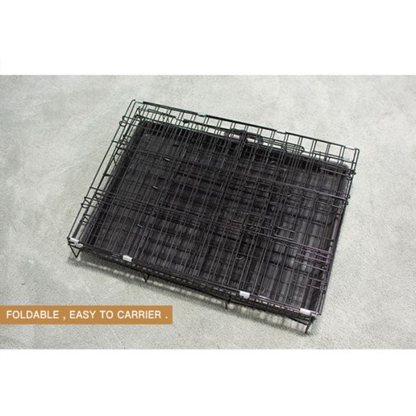 Stainless Steel Foldable Pet Cage Collapsible Metal Pet Crate With Removable Tray
