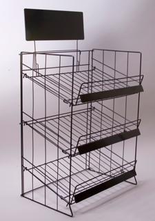 2ters 4 pegs black powder coated wire counter display rack
