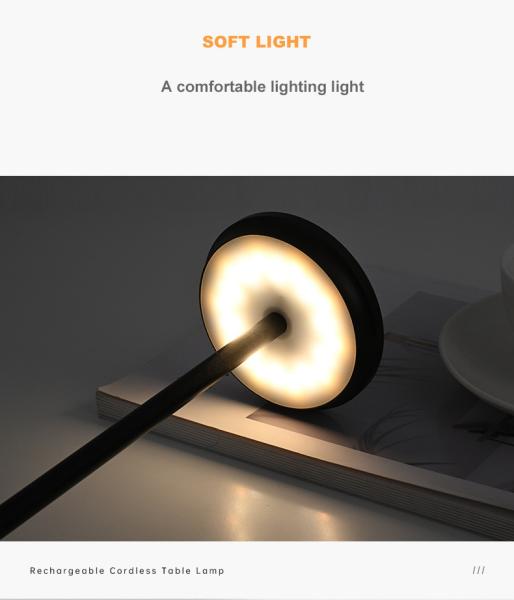 Bedside Cordless Rechargeable Metal Touch Table Lamp 188lm