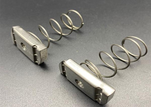 Silver Color Ss316 Strut Channel Nut Cold Rolled With Springs 6MM Thickness