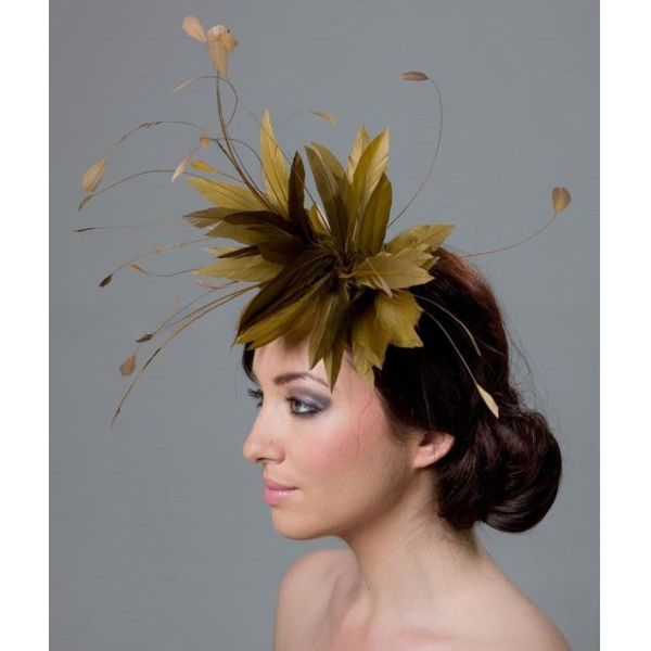 Goose Feather Hair Decoration Wire Accessory and Coque Flower Mount with Stripped Hackle