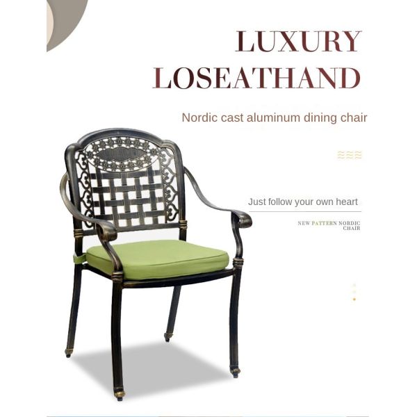 Contemporary Restaurant Stackable Cast Aluminium Outdoor Dining Chairs