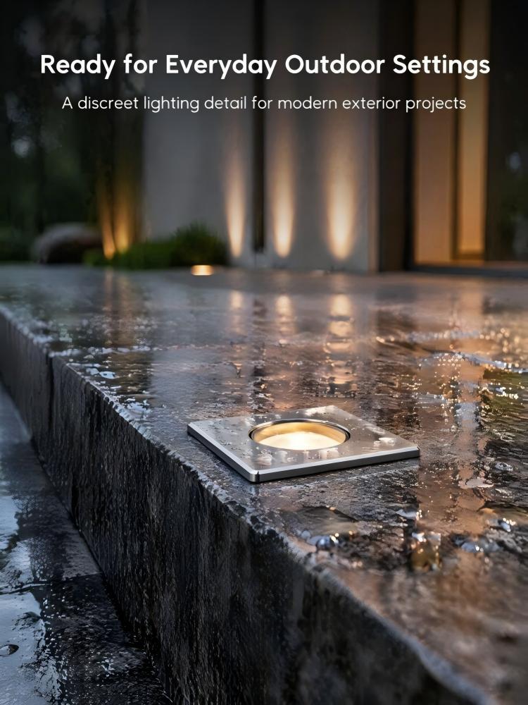 MA32 1W LED Inground Lights Square Trim LED Recessed Uplight for Modern Hardscaping