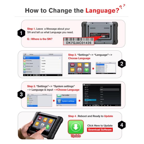 Original Autel MaxiCOM MK808 All System Diagnostic Tablet With 25 Special Functions Multi-Language
