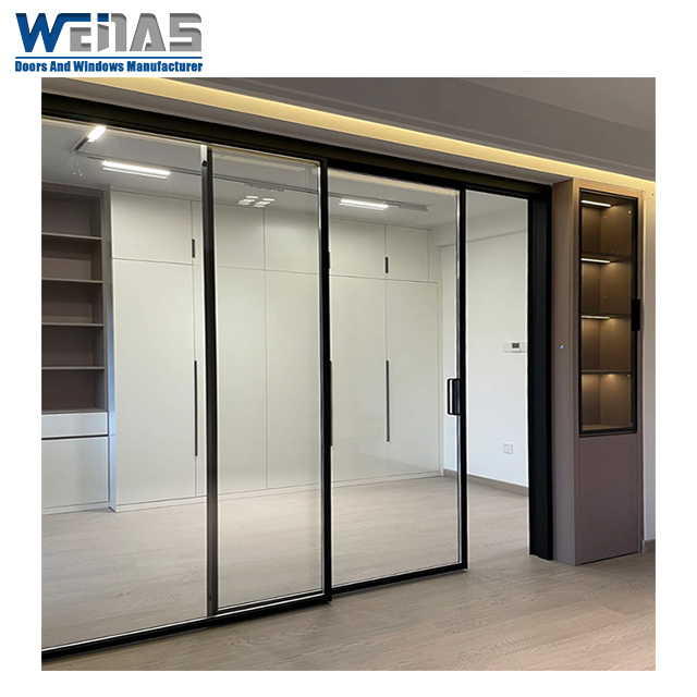 Interior Ultra Narrow Room Partition Sliding Doors Durable Aluminium Alloy
