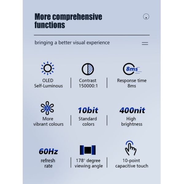 30 Inch 60Hz Refresh Rate Clear OLED Display for Smooth Motion Reduced Shading Lagging