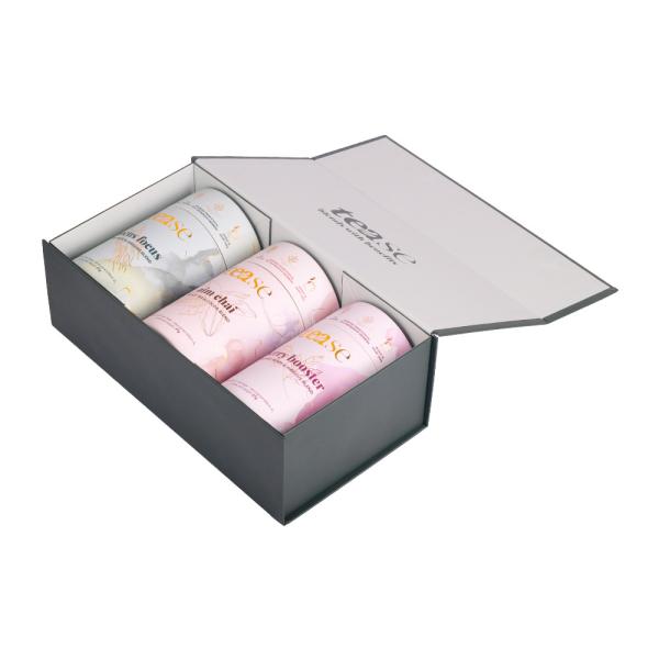 Green Coated Paper Gift Boxes Packaging Tea Product Magnetic Foldable