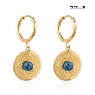 Low Key Luxury Round Turquoise Earrings K Gold Stainless Steel Drop Earrings