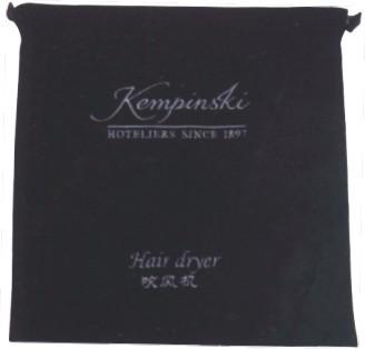 O hotel feito sob encomenda do material de veludo ensaca sacos de secador do cabelo para hotéis com cordão