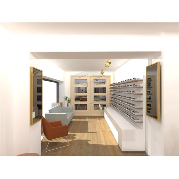 MDF Eyeglasses Optical Shop Display Cabinets ODM Marble Top Powder Coated