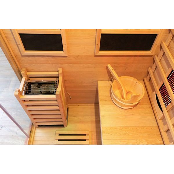Double System Infrared And Steam Wood Sauna Room For Family Use