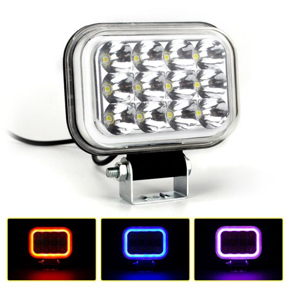 Voltage 10-100V Modified Angel Eyes Strobe Auxiliary Light 36W LED Motorcycle Square Headlight