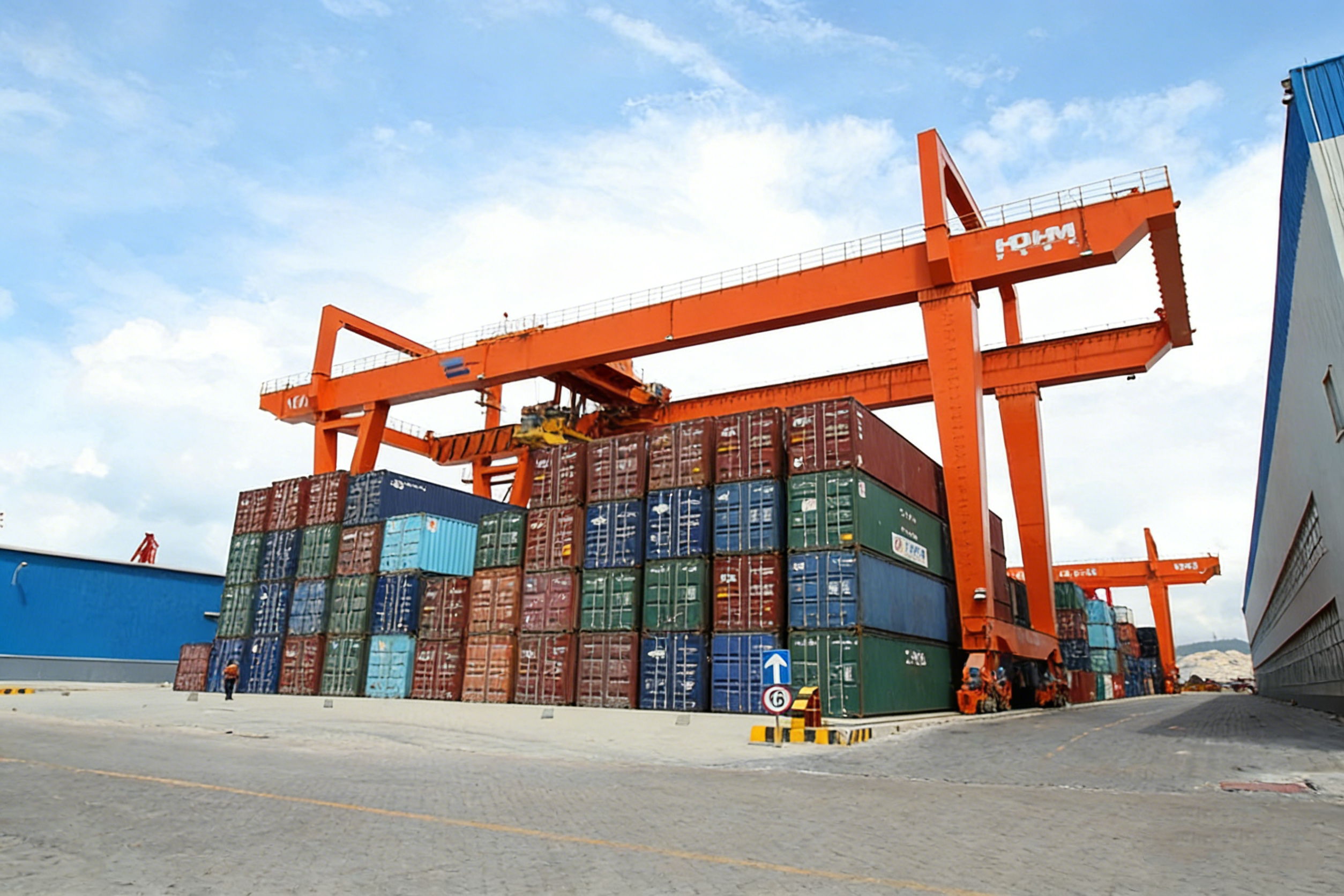 Custom Heavy Duty 50t-80t Automated RMG Container Gantry Crane | PLC Remote Control Rail Mounted Gantry Crane