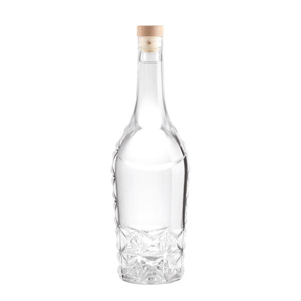 Collar Material Aluminum Plastic PP Clear Glass Bottle for Smirnoff Vodka 500ml 700ml 750ml