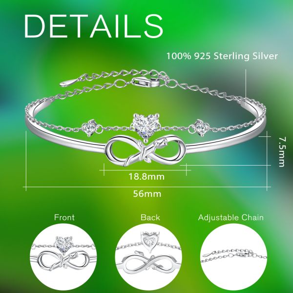 браслеты ювелирных изделий 3A Кристл стерлинговые серебряные