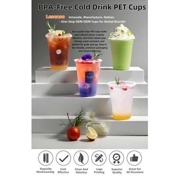 Personalized Disposable Clear Plastic Cup with Dome Lid PET Ice Cream Plastic Cold Drink Cups