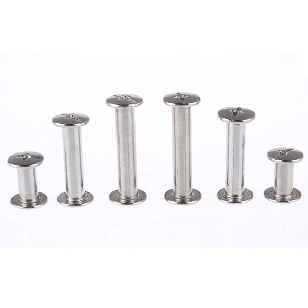 Stainless Steel Chicago Binding Barrels and Screws Big Truss Head Slotted Drive Butt Screws