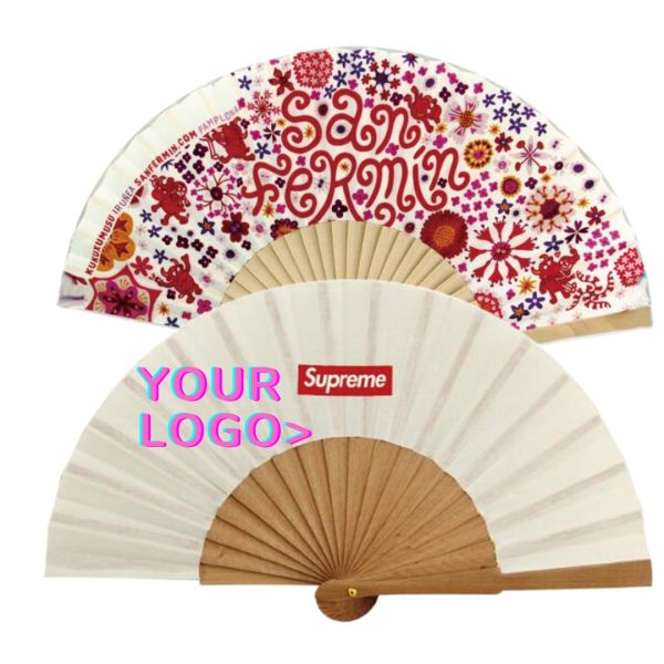 2026 Promotion Summer Wedding Wood Hand Fans for Women Custom Wood Hand Fan Printed Logo Folding Wood Hand Fan