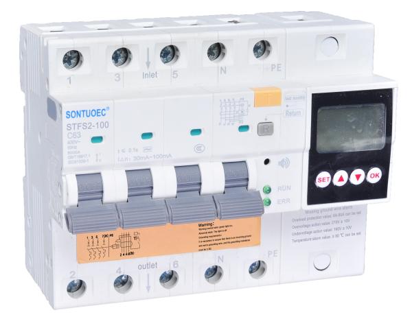 100A 2p 4p Water Immersion Alarm Leakage Current Circuit Breaker Multifunction RCBO