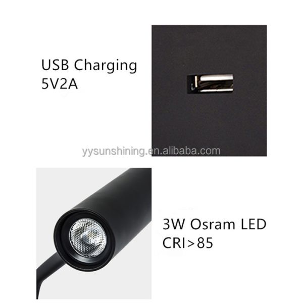 5V 2A USB Charging Port LED Wall Sconce Light for Nordic Aisle and Corridor Design