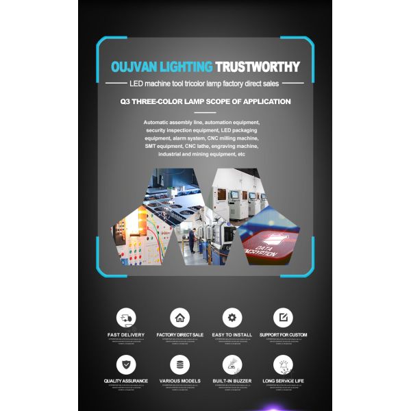 Luz de torre LED de baliza para máquina herramienta CNC, tres colores, PMMA, 70000 horas de vida útil