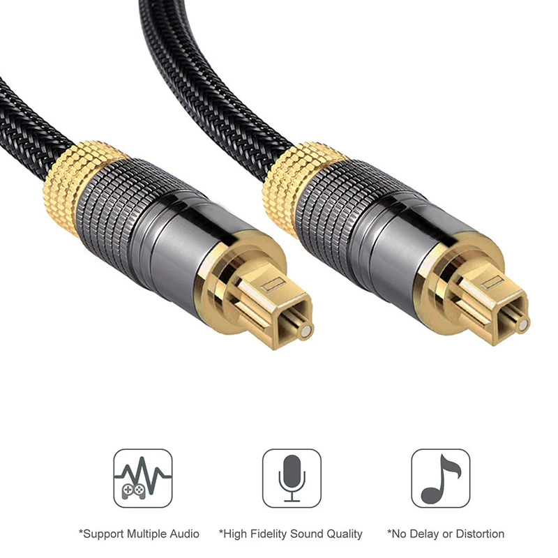 Пластиковый волокнистый кабель Toslink To Toslink Аудио оптический волокно Золотопокрытые металлические соединители кабель