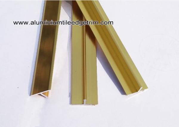 OEM Aluminium Tile Edge Trim  , T20 Shiny Translucent Gold T Shaped Aluminium Splint For Backwall Tile Edge