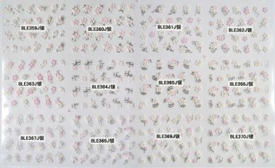 Silver Gel Nail Art Supplier Nail Wraps Nail Sticker with butterfly-BLEJ359-370Silver