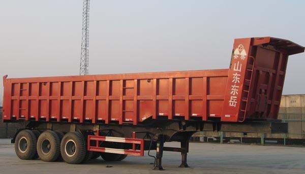 Diesel Rear End Dump Truck Trailer 3 Axles With Leaf Spring Suspension