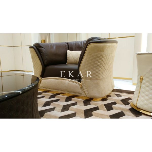 Modern Luxury Italian Leather Living Room 7 Seater Sofa Set For Villa