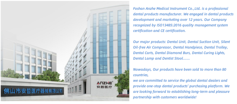 Foshan Anzhe Factory High Speed Dental Handpiece 3 Water Spray Dental Air Turbine LED Light Dental Air Rotor