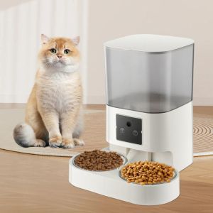 Wholesale Pet Products Smart Pet Feeder Double Bowls WiFi Automatic Food Dispenser App Control For Multi-Cat