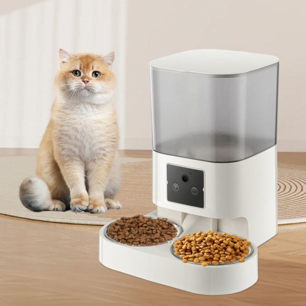 Wholesale Pet Products Smart Pet Feeder Double Bowls WiFi Automatic Food