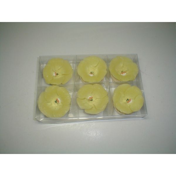 Blue green and orange paraffin material pansy flower candle handmade color drawing