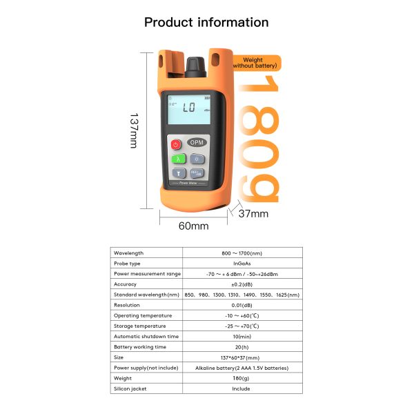FONGKO Mini Optical Power Meter KPM-25M Handheld Optical Power Tester Measurement