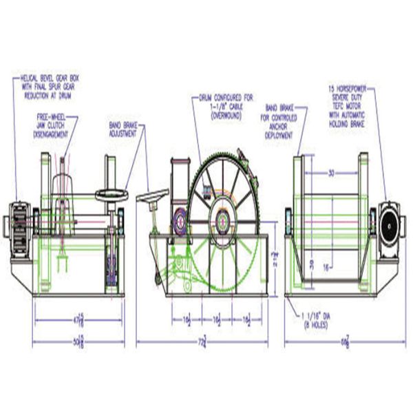 80T Steel Marine Anchor Windlass Customized Size Electric Hydraulic Automatic