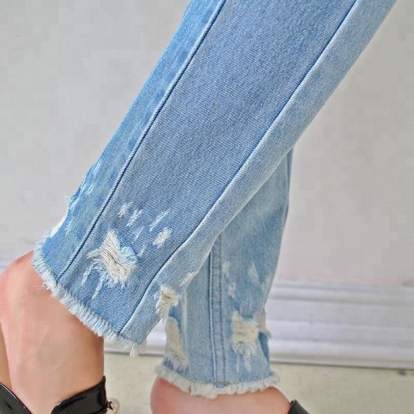 Women Light Blue Long Wide Leg Denim Pants , Casual Loose Fit Denim Jeans