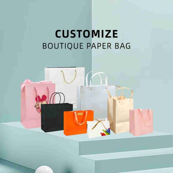 Custom Logo Gift Bag Glossy Clothes Branded Retail Shopping Paper Bags