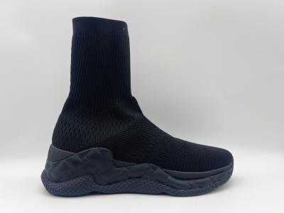 Comfort Non Slip Flat Shoes , Durable Black Leather High Top Shoes
