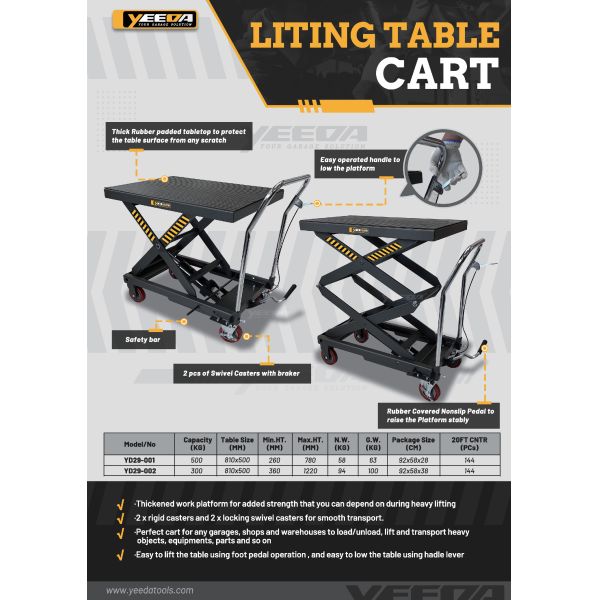 Workshop Lifting Table Cart Smooth Transport Stable Lifting