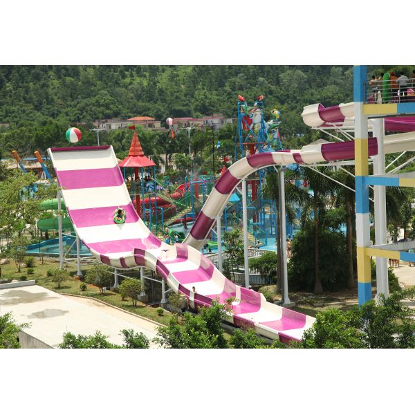 Outdoor Custom Water Slides Amusement Park Boomerang Aqua Slide For 2 People