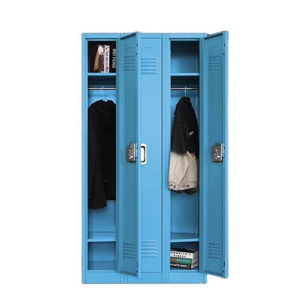 3 Wide Steel Sport Gym Metal Hotel Military Storage Locker For Clothes