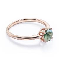 La mono ronda de piedra de la catedral forma el anillo de compromiso dendrítico transparente natural del sistema del diente de Moss Green Agate 4