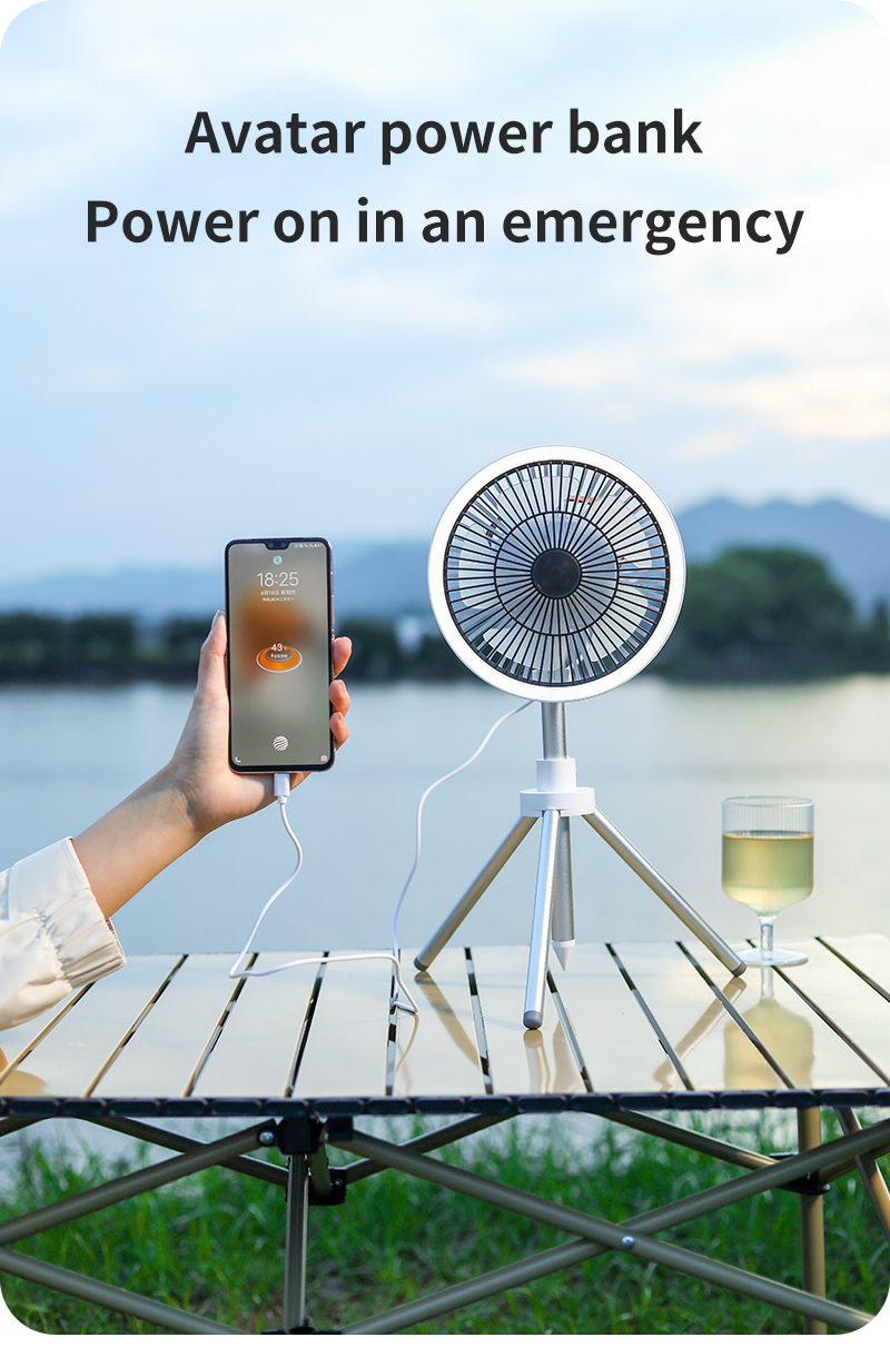 Desktop Fan Outdoor Essential Desktop Fan 10000mAh Long Battery Life Rechargeable Camping Fan with Remote Control and Light