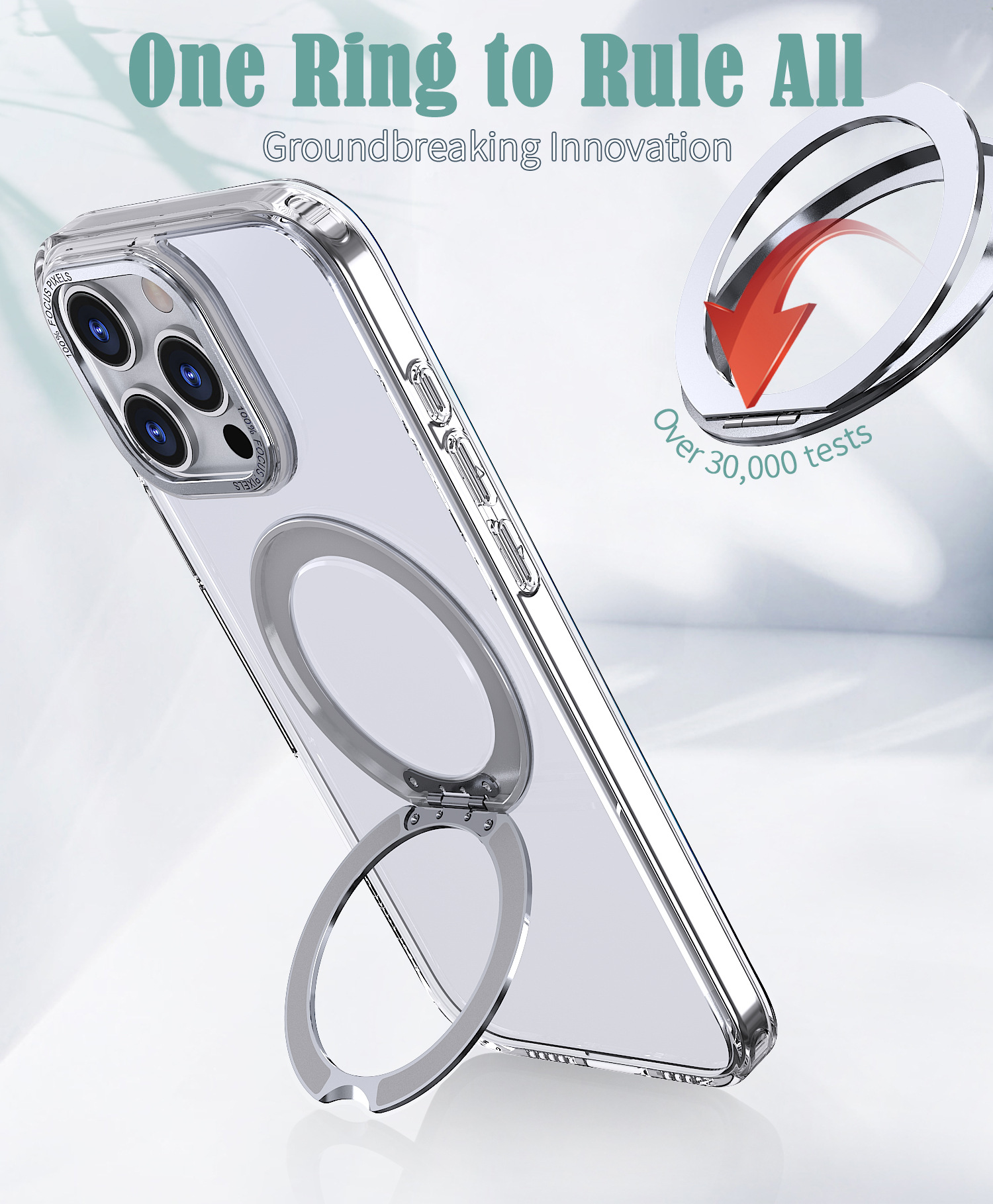 New Pivot Point Phone Case Magnetic Rotating Transparent Stand Glitter Case for IPhone16 Pro Max