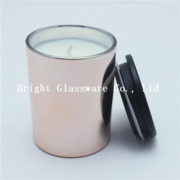 gold glass candle holder with wooden lid, tealight candle holder for wedding decoration
