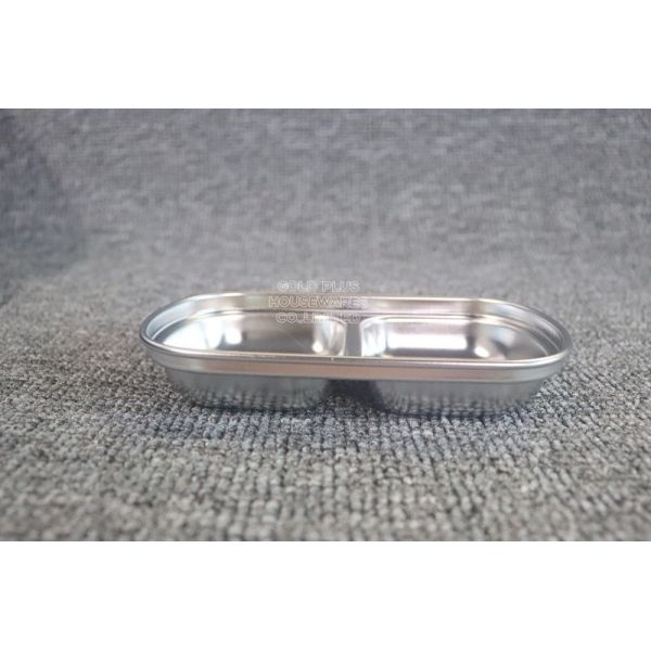 Hot sale korean style cheap stainless steel sauces tray rectangular saucer dish with different dividers
